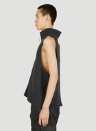 Mock Knit Sleeveless Jacket in Black