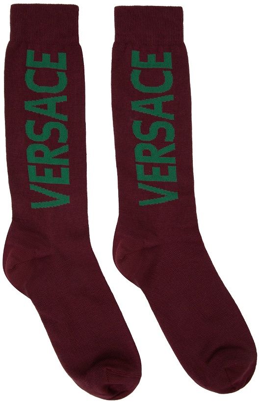 Photo: Versace Burgundy Logo Socks