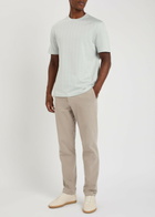 Boss Textured-knit Cotton T-shirt Light Blue