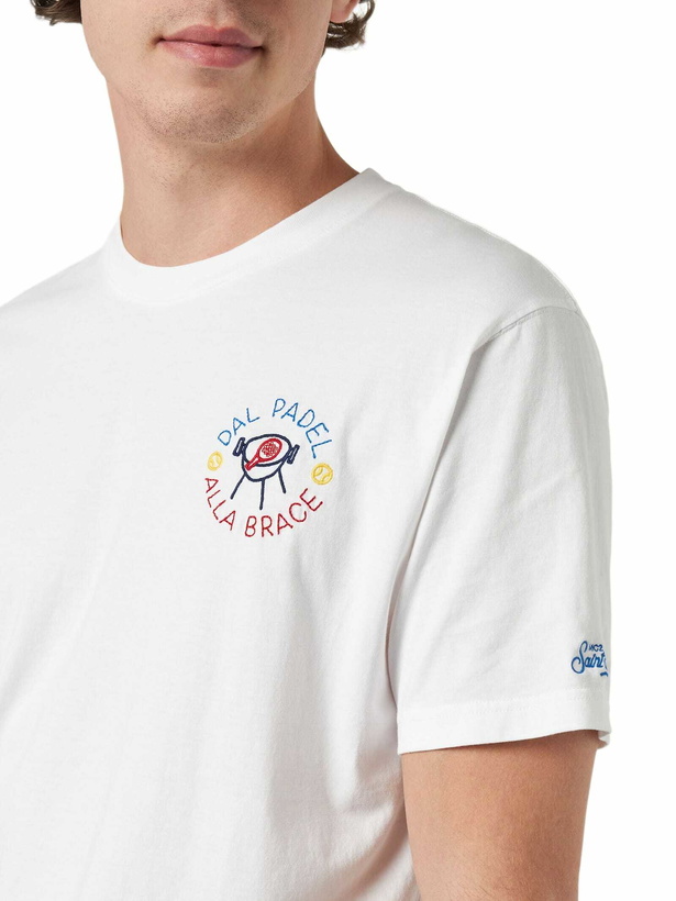 Photo: MC2 Saint Barth Man Classic Fit Cotton Jersey T-shirt Portofino With Dal Padel Alla Brace Embroidery | Insulti Luminosi Special Edition