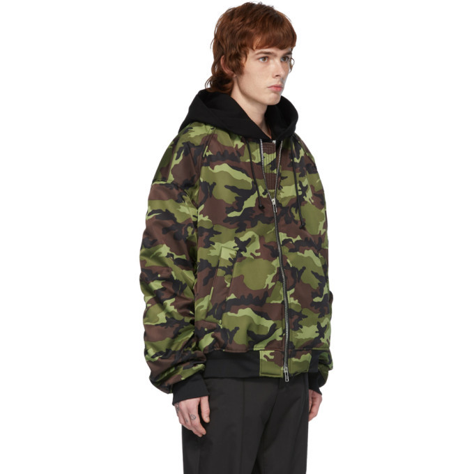 Juun.J Black and Green Symmetry Camo Bomber Jacket Juun.J