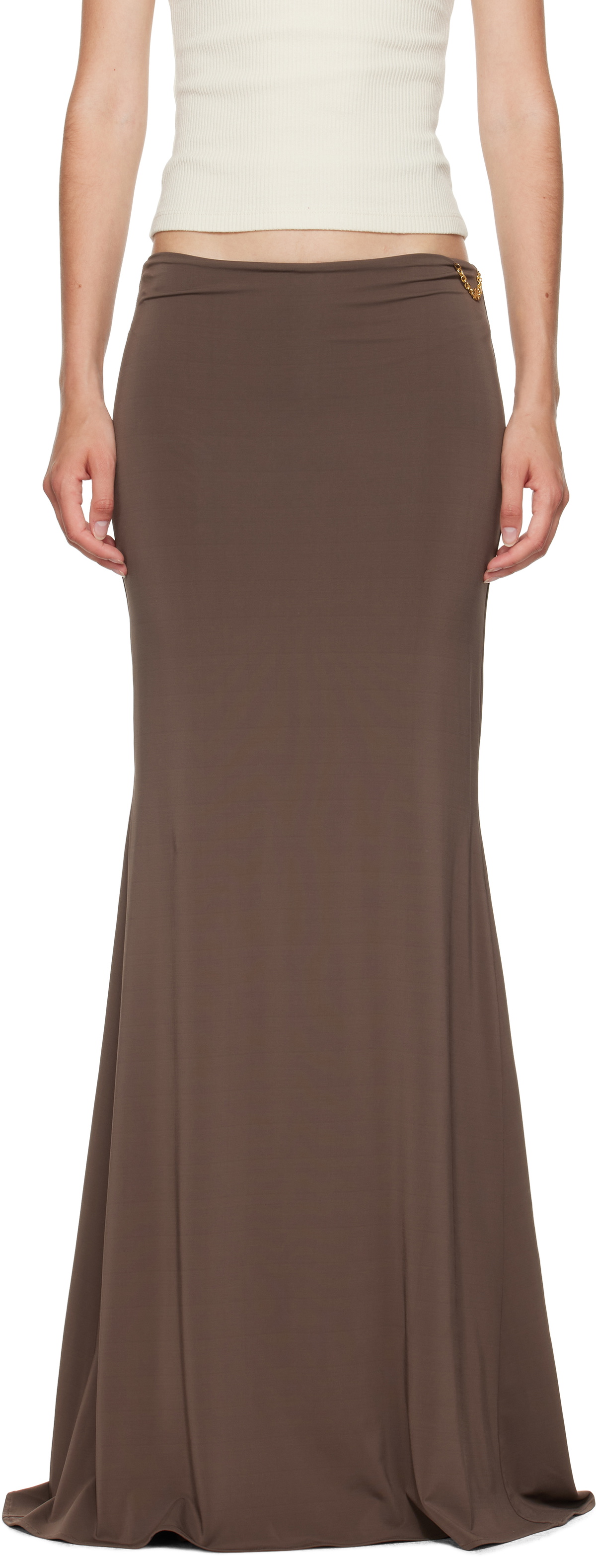 AMIRI Brown Logo Chain Maxi Skirt