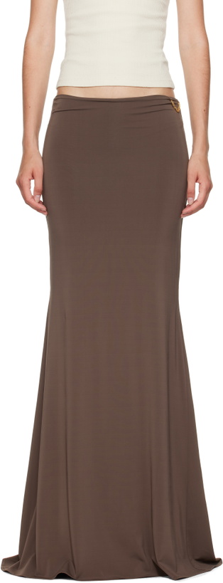 Photo: AMIRI Brown Logo Chain Maxi Skirt