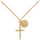 Emanuele Bicocchi SSENSE Exclusive Gold Cross and Coin Pendant Necklace