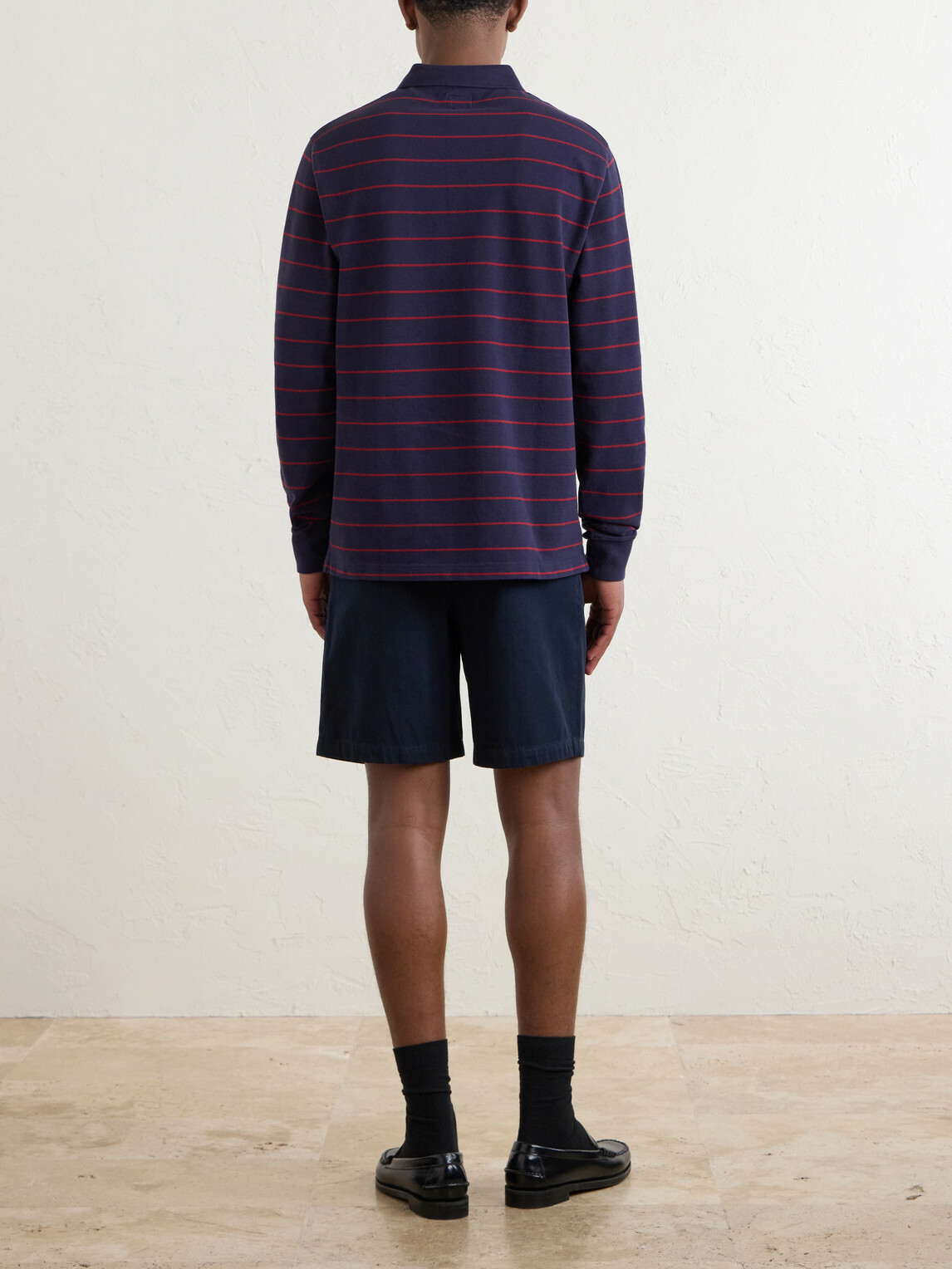 Noah - Striped Cotton-Piqué Polo Shirt - Blue