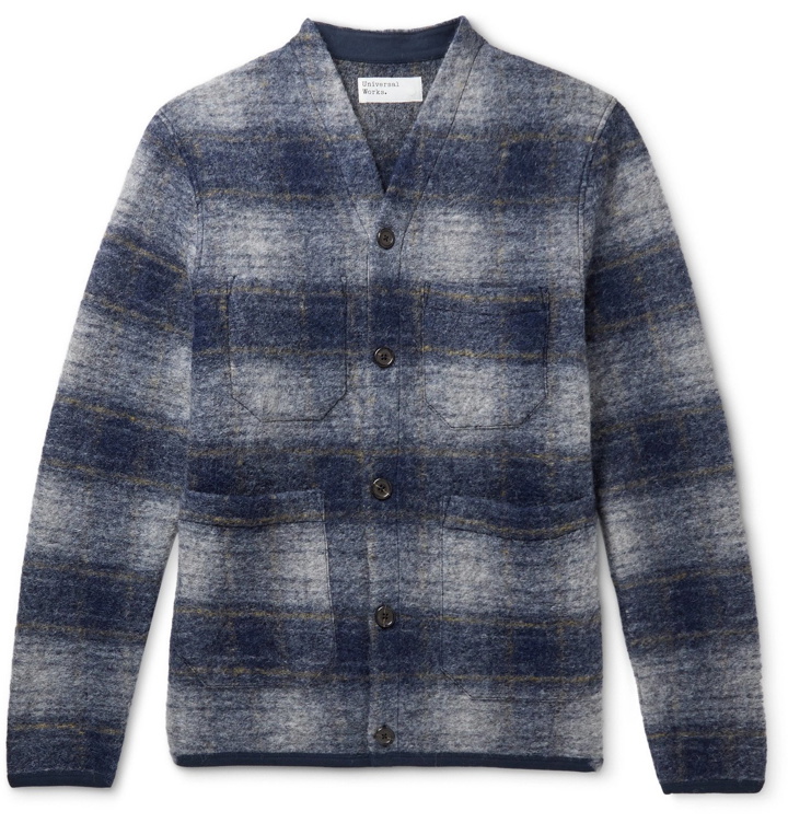 Photo: Universal Works - Checked Wool-Blend Cardigan - Blue