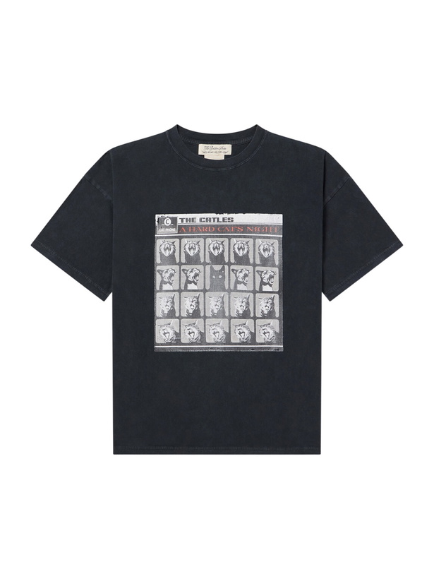 Photo: Remi Relief - A Hard Cat's Night Printed Cotton-Jersey T-Shirt - Black