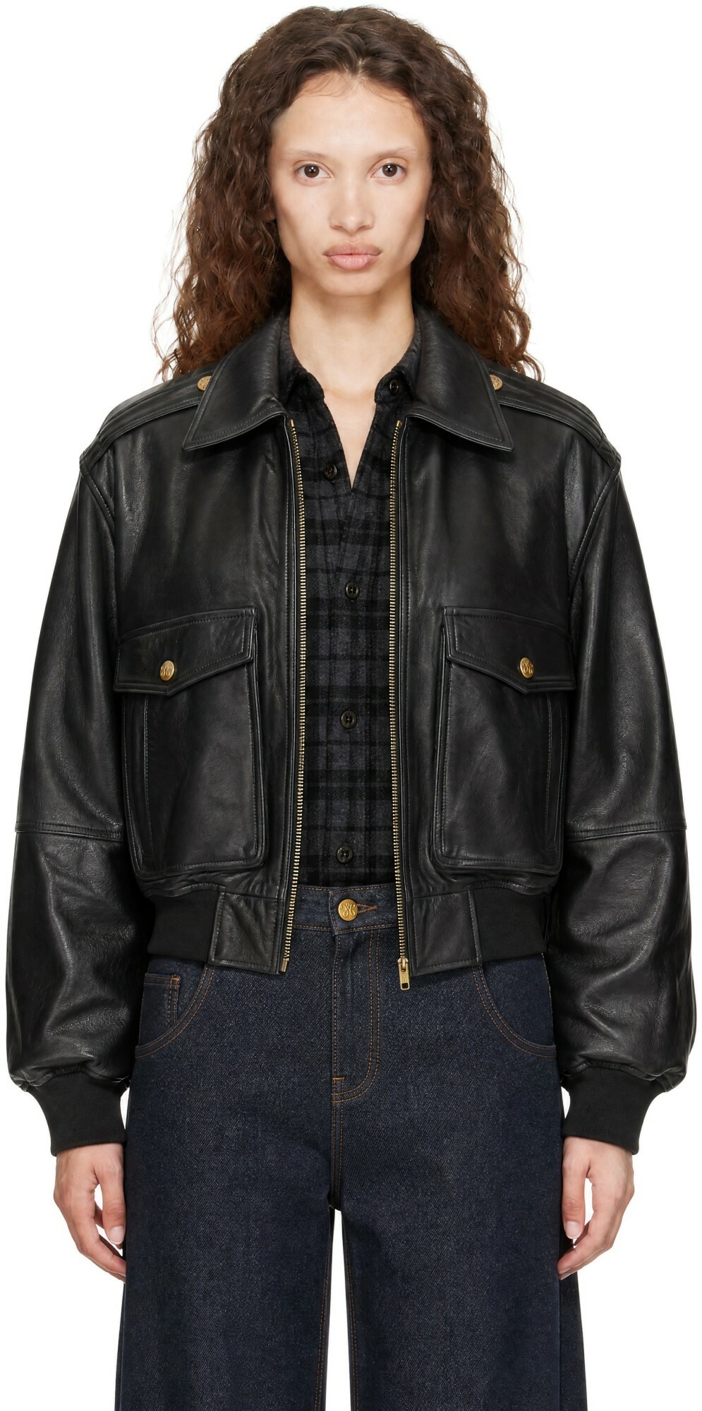 WILLY CHAVARRIA Black Cropped Leather Jacket