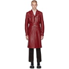 Prada Red Leather Long Jacket