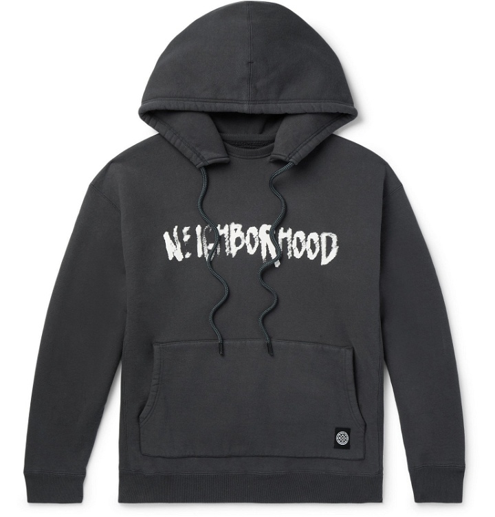 Photo: Neighborhood - Logo-Print Loopback Cotton-Jersey Hoodie - Gray