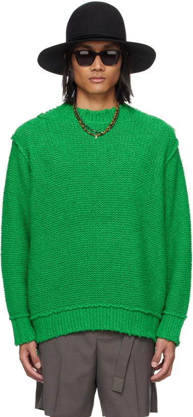 Photo: sacai Green Loose Thread Sweater
