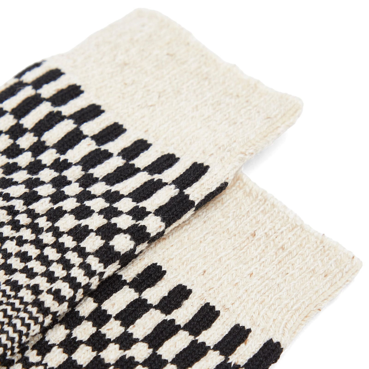 RoToTo Warped Checker Crew Sock in Black