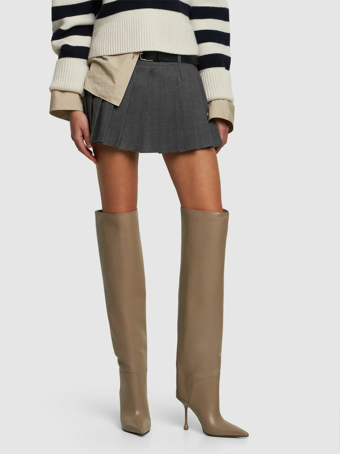 JIMMY CHOO - 95mm Cycas Kb Leather Knee High Boots Jimmy Choo
