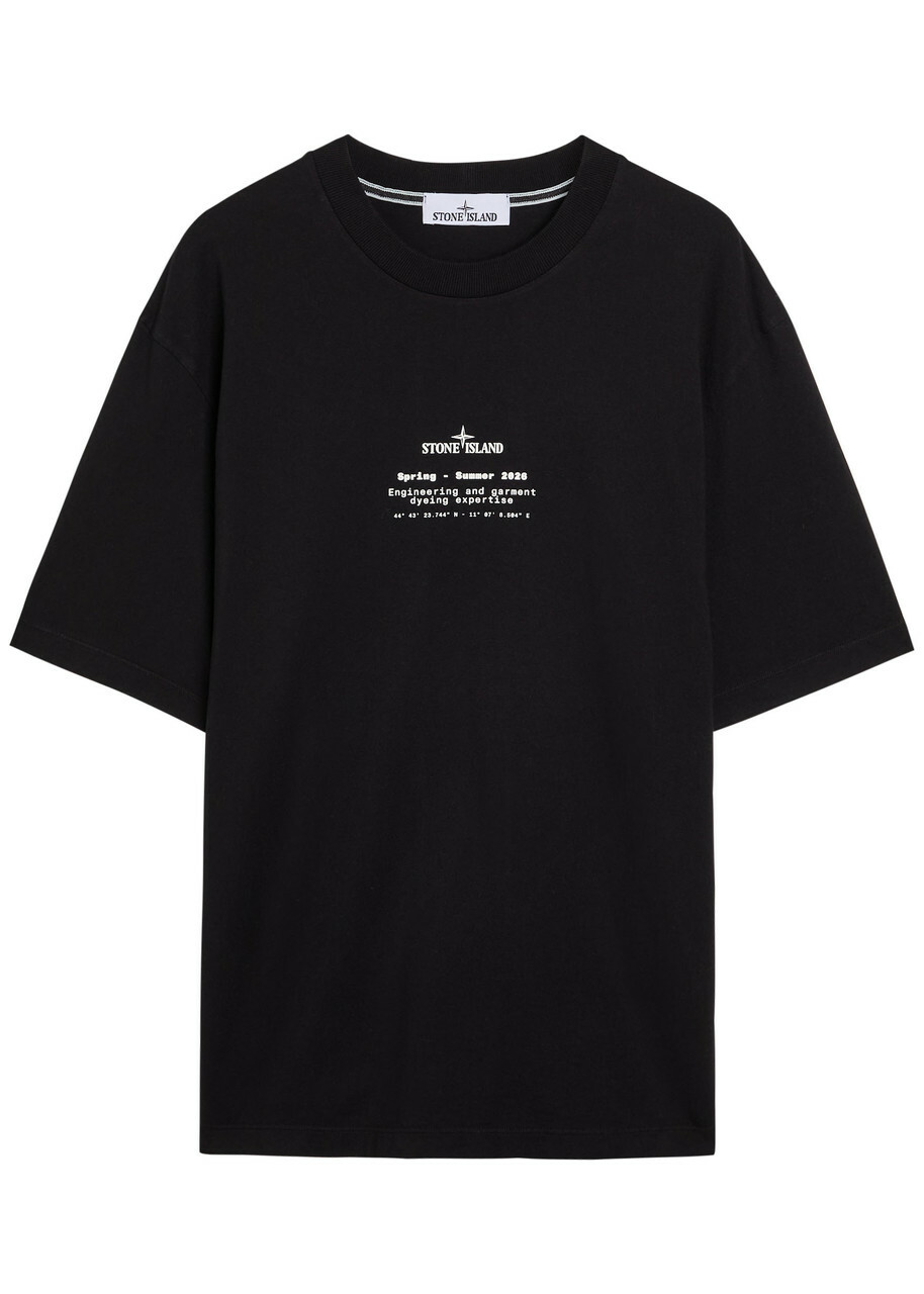 Stone Island Logo-print Cotton T-shirt Black