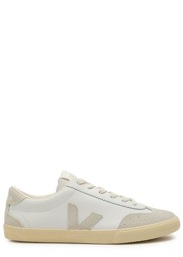 Photo: Veja Volley Panelled Grained Leather Sneakers White