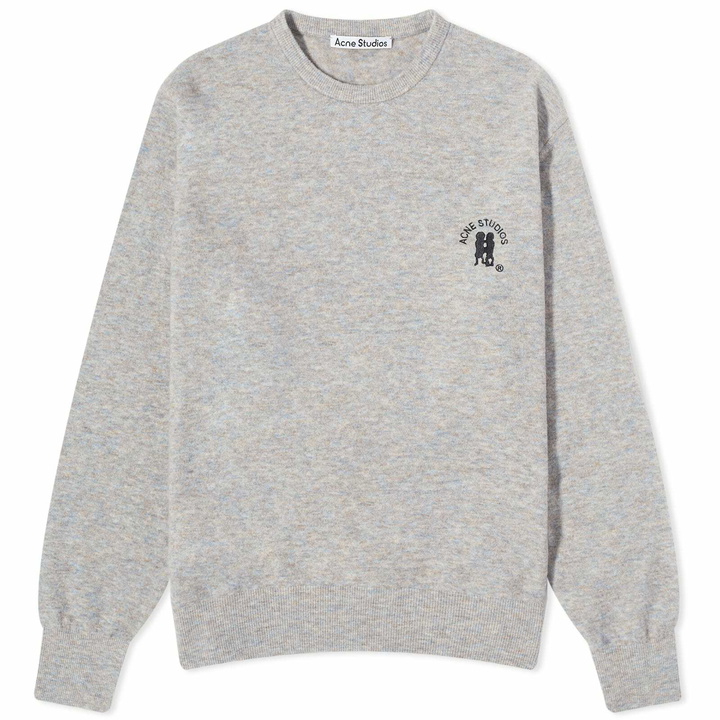 Photo: Acne Studios Men's Kiza Alpaca Logo Crew Knit in Light Grey/Brown Melange