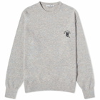 Acne Studios Men's Kiza Alpaca Logo Crew Knit in Light Grey/Brown Melange