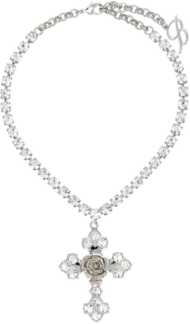 Blumarine Silver Cross Choker