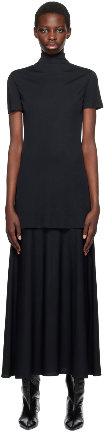 Jil Sander Black Layered Midi Dress Jil Sander