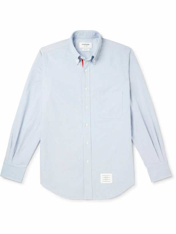 Photo: Thom Browne - Slim-Fit Button-Down Collar Logo-Appliquéd Cotton Oxford Shirt - Blue