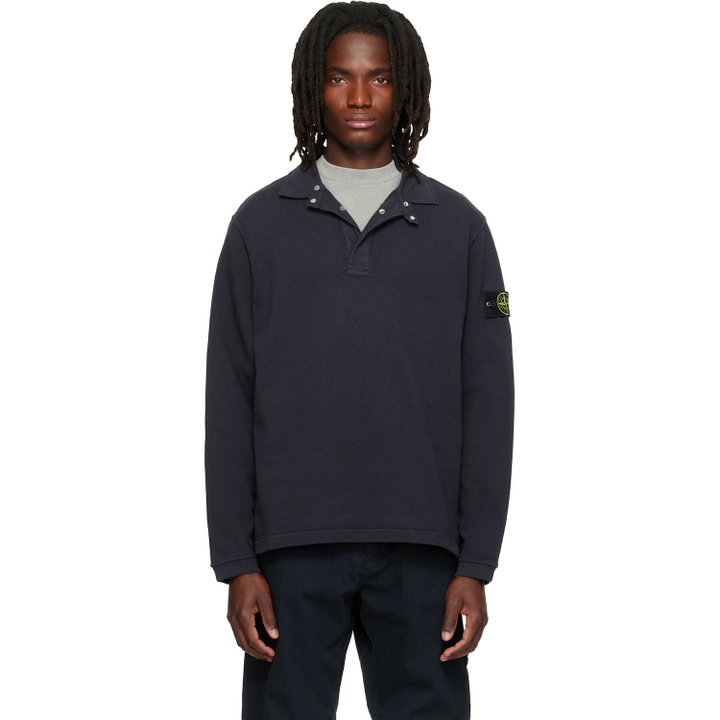 Photo: Stone Island Navy 6100001 Heavy Cotton Jersey Polo