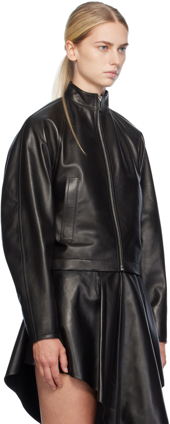 ALAÏA Black Round Leather Jacket