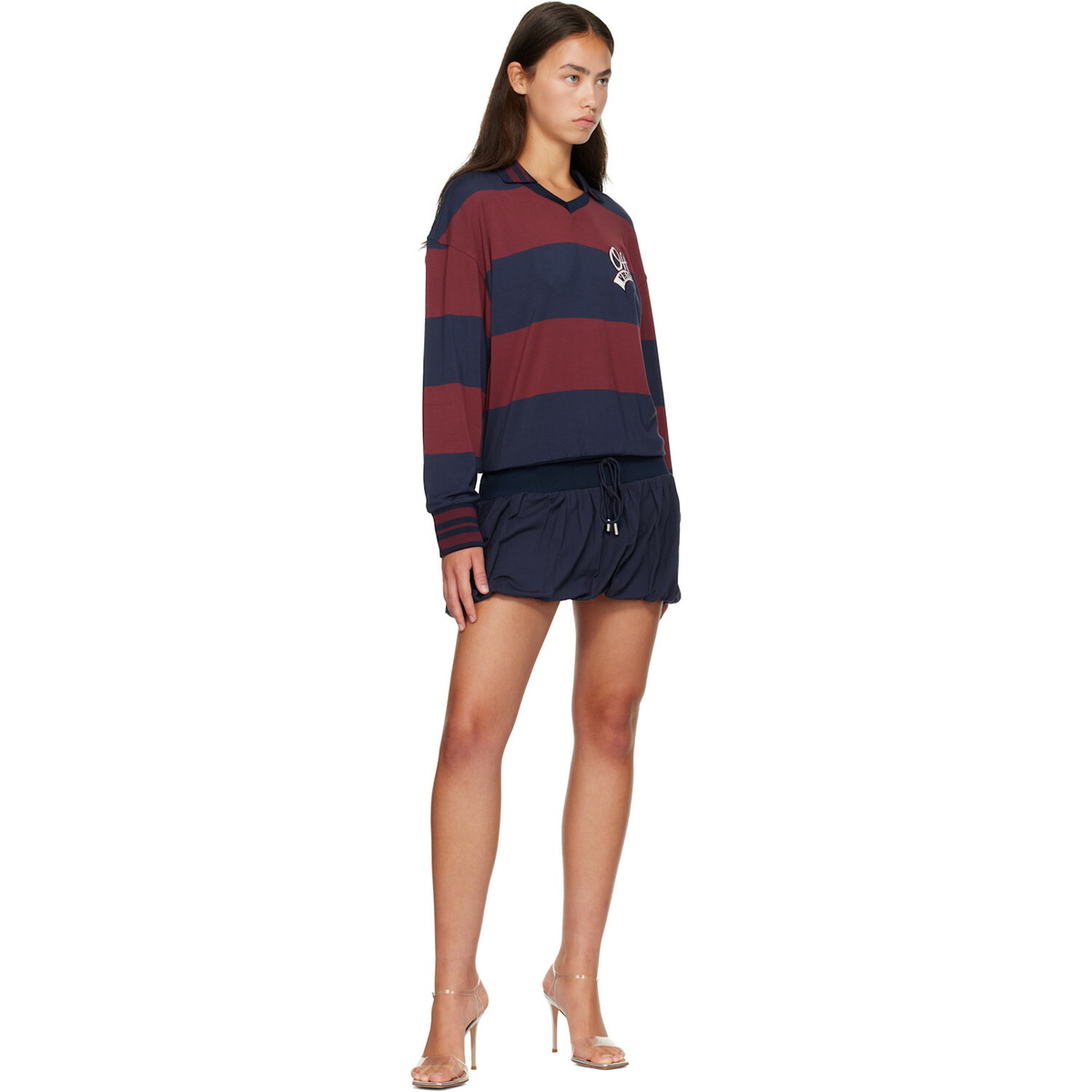 Off-White Navy Striped Interlock Polo Minidress