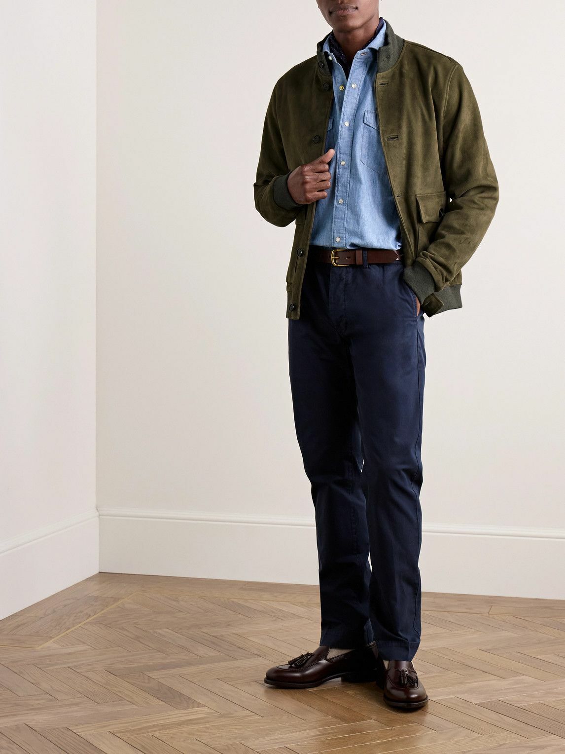 Sid Mashburn - Suede Bomber Jacket - Green