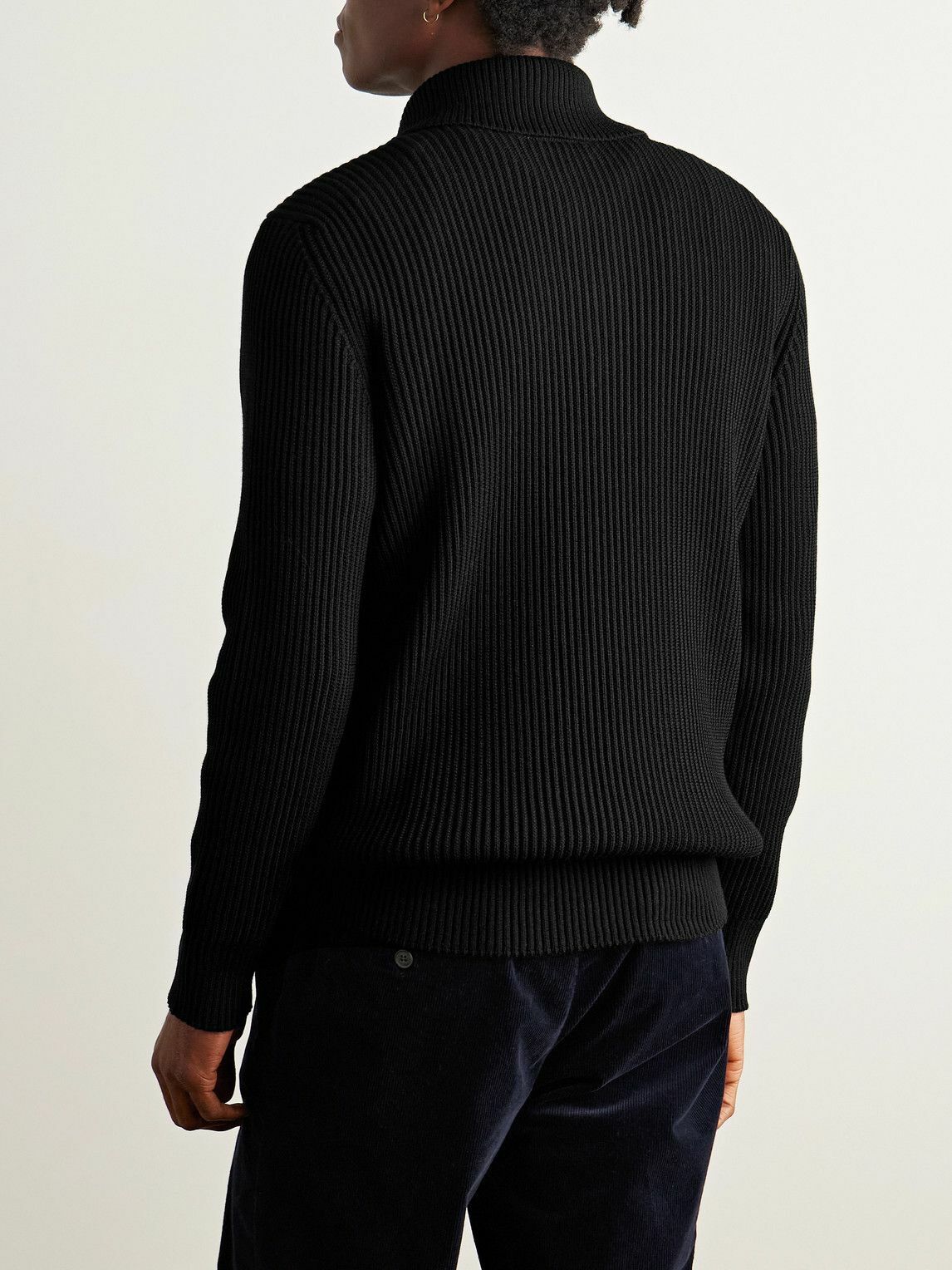 S.N.S. Herning - Fender Ribbed Virgin Wool Half-Zip Sweater - Black