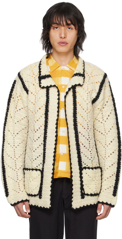 Photo: HARAGO Off-White Scalloped Cardigan