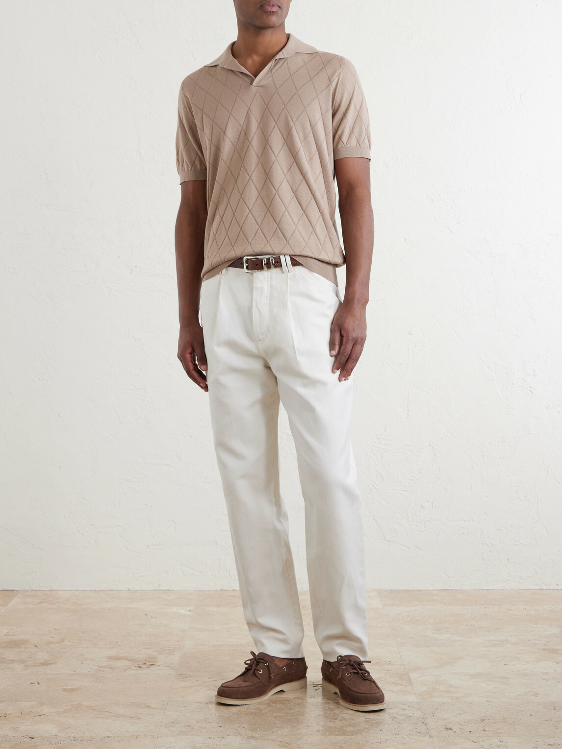 Brunello Cucinelli - Open-Collar Knitted Cotton Polo Shirt - Brown