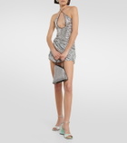 The Attico Alix sequined tulle halter neck top
