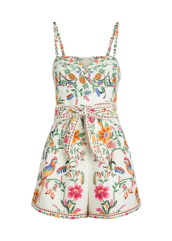 Photo: Farm Rio Delicate Forest Printed Linen Romper White