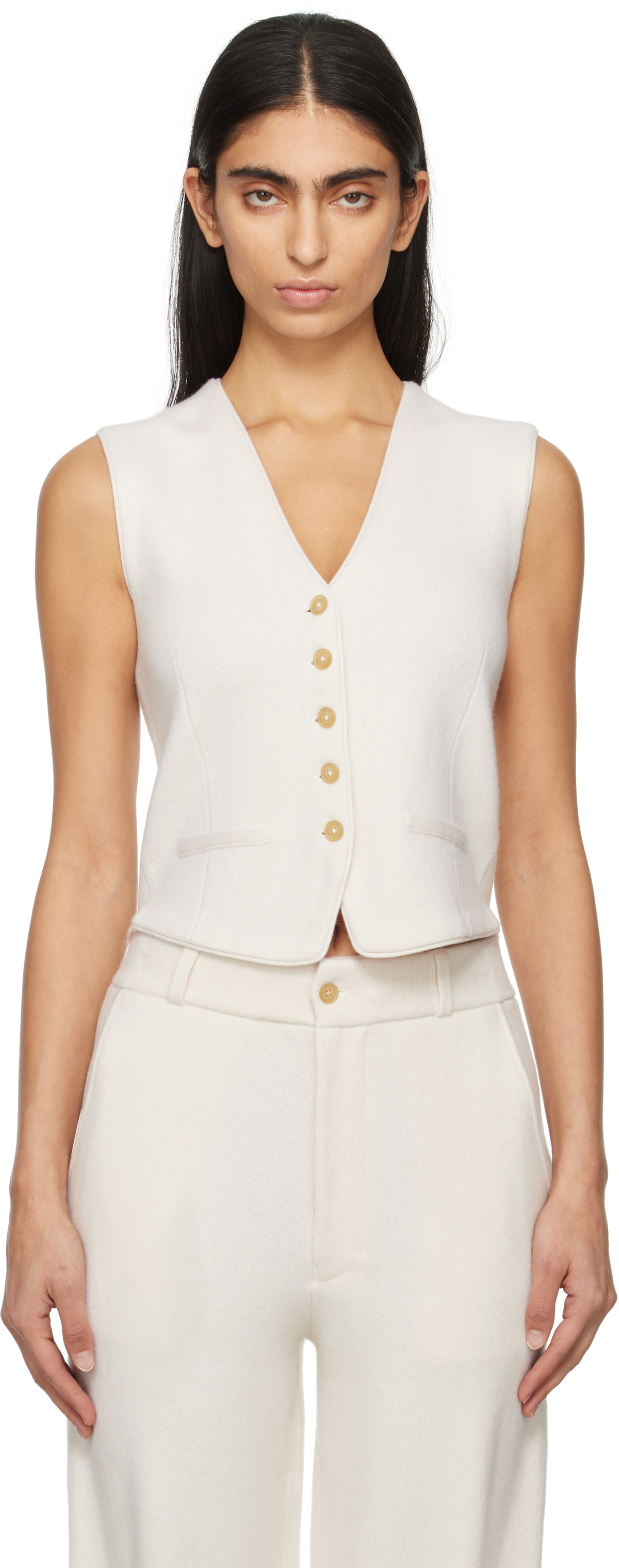 Guest in Residence Off-White Tailored Vest