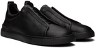 ZEGNA Black Triple Stitch Sneakers