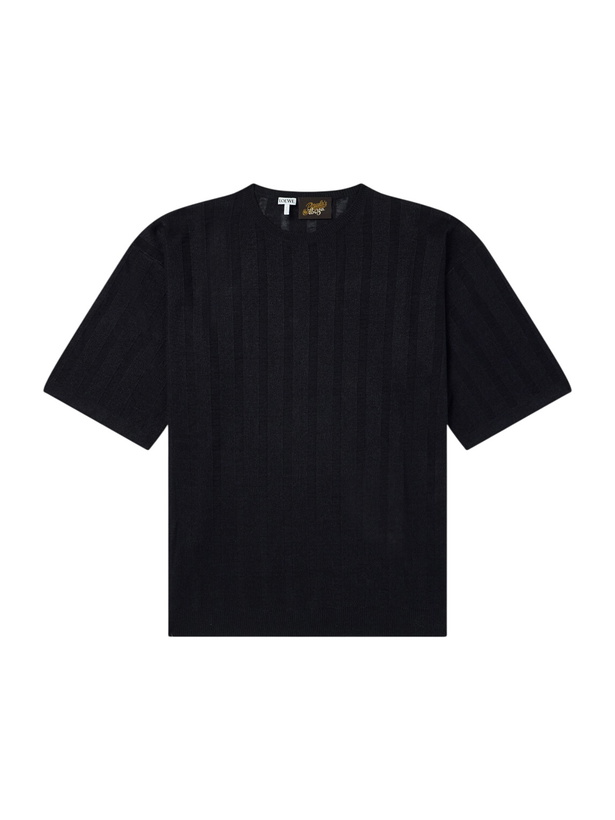 Photo: LOEWE - Paula's Ibiza Knitted Linen-Blend T-Shirt - Black