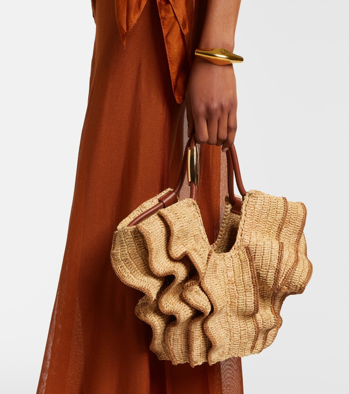 Zimmermann Goldentime Small raffia shoulder bag