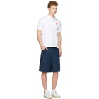 Comme des Garcons Play White Long Heart Patch Polo