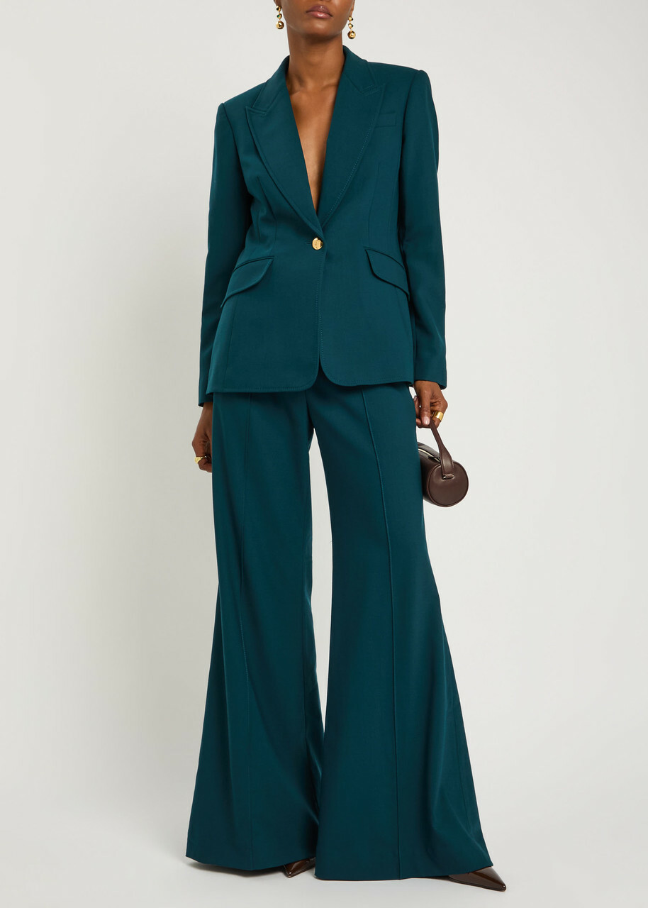 Zimmermann Rebellion Belted Stretch-wool Trousers Teal