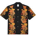 Flagstuff - Kaneko Tomiyuki Camp-Collar Printed Voile Shirt - Black