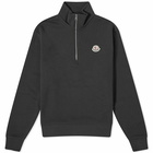 Moncler Men's Badge Logo Quarter Zip Sweat in Black