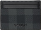 Burberry Gray & Black Check Card Holder