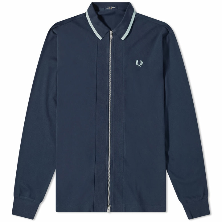 Photo: Fred Perry Authentic Men's Zip Through Polo Shirt in Shaded Navy