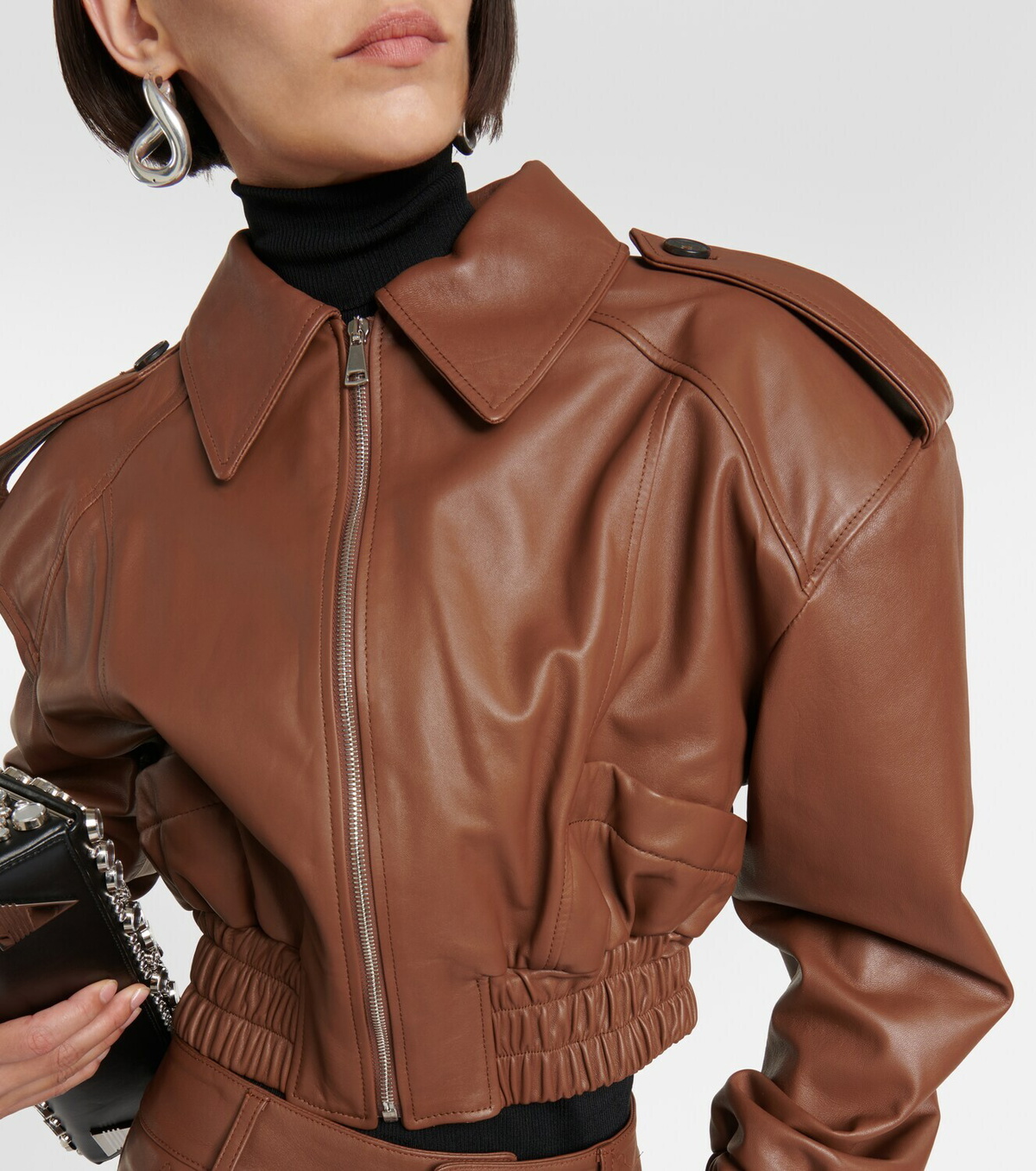 Giuseppe di Morabito Cropped leather bomber jacket