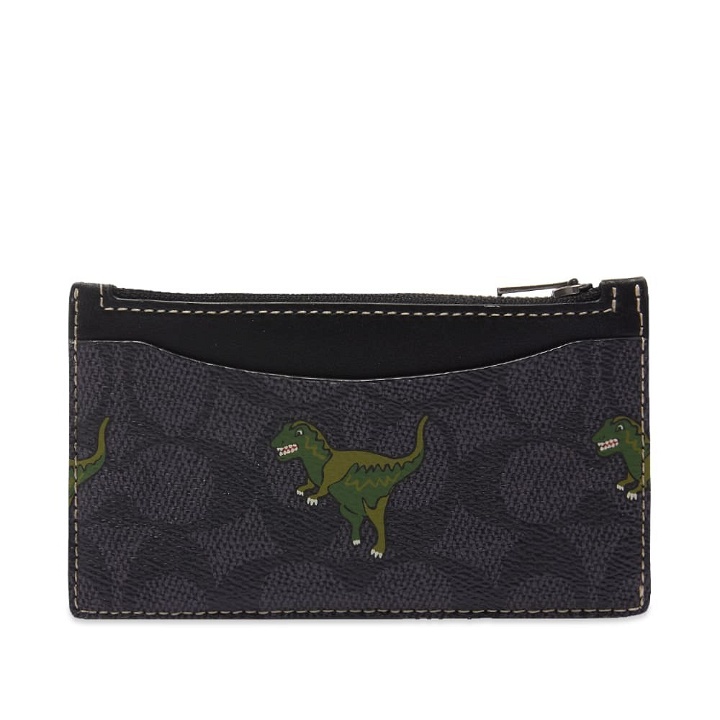 Photo: Coach Men's Rexy Leather Zip Closure Card Case in Charcoal/Black