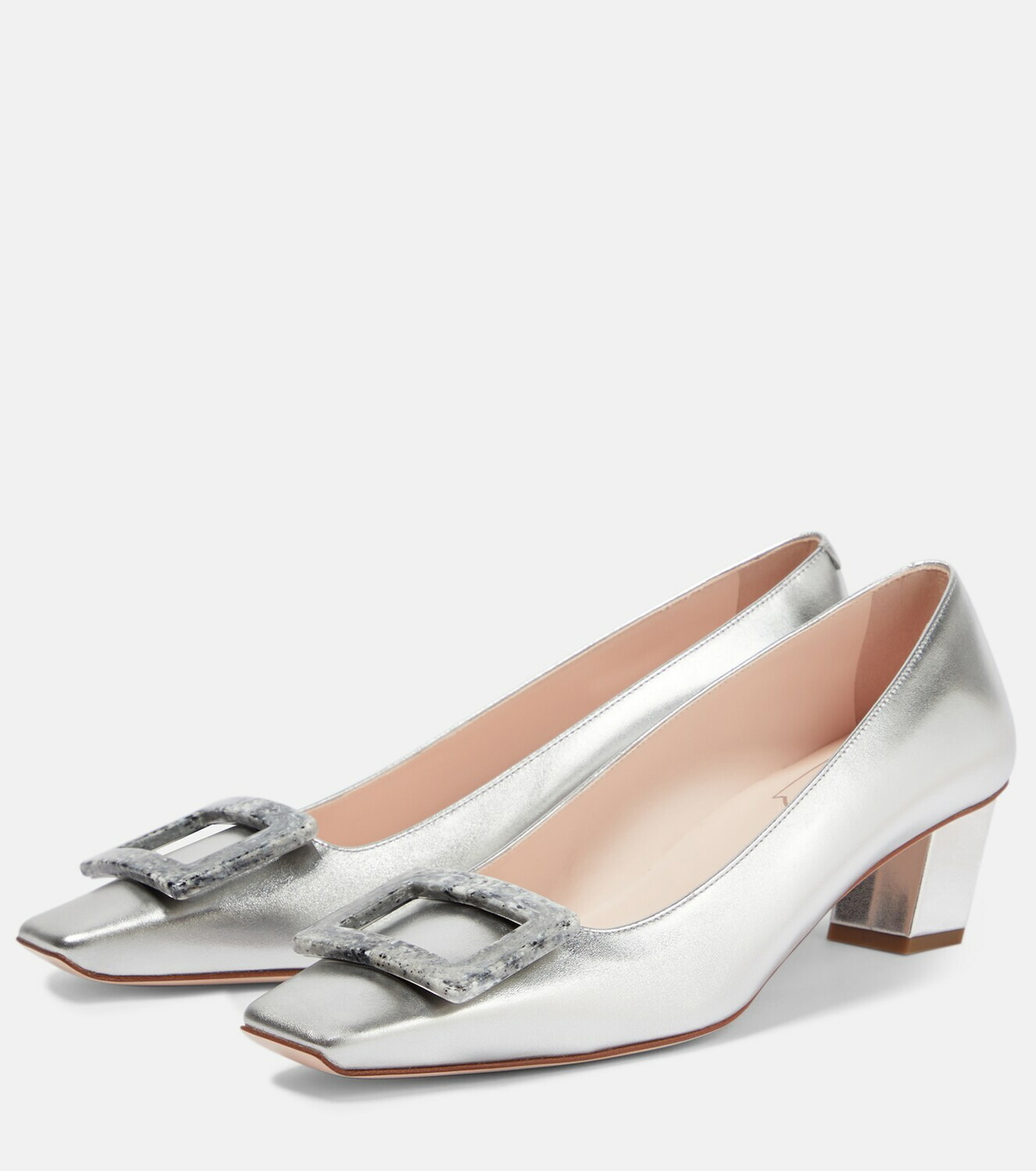 BELLE VIVIER PUMPS IN SILVER METALLIC CALFSKIN main image 1