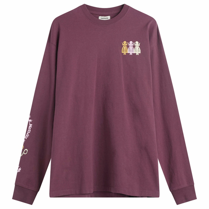 Photo: Damson Madder Women's Paper Cut Gals Long Sleeve T-Shirt in Fig