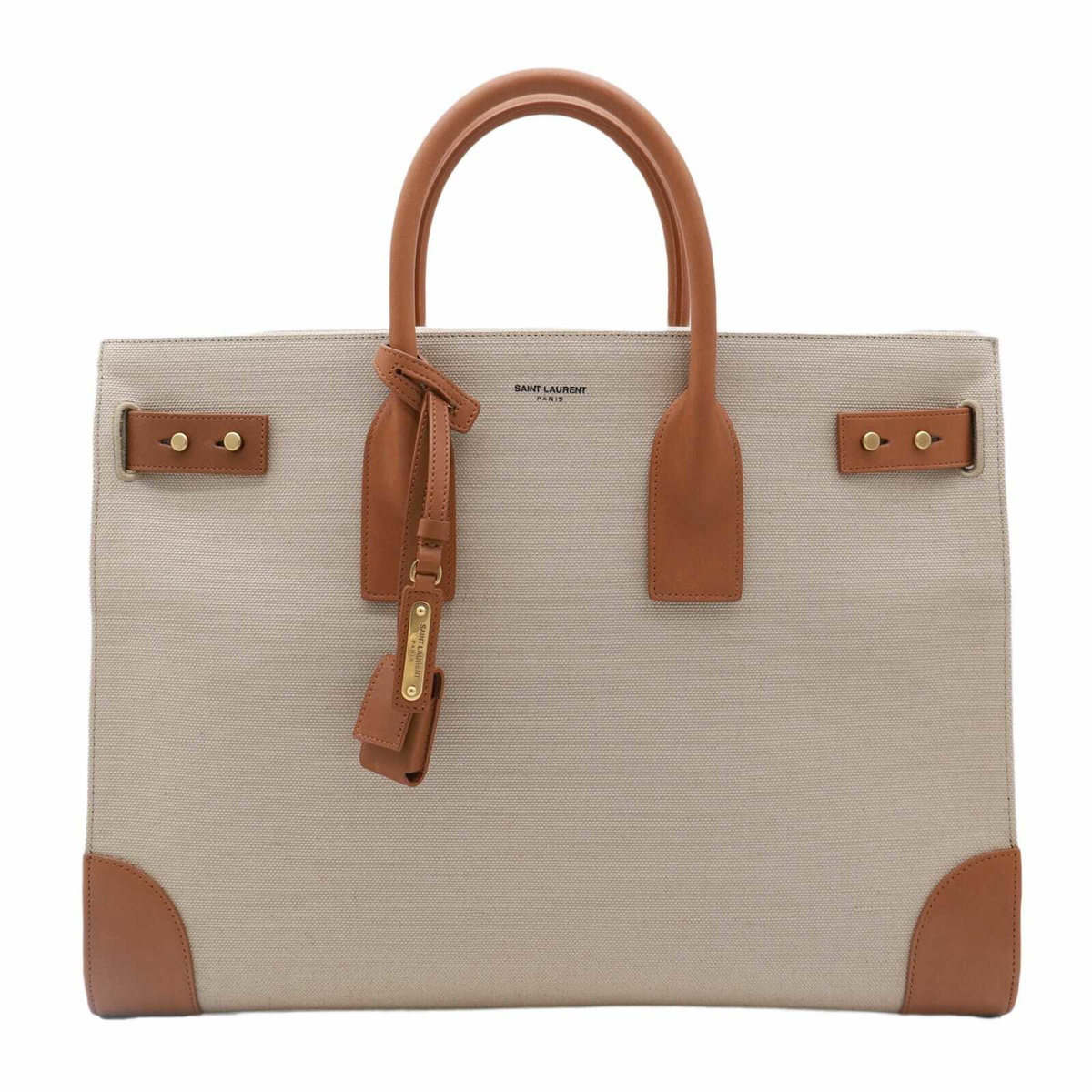 Saint Laurent Two-tone Canvas And Leather Large Sac De Jour Handbag