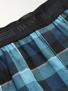 Hugo Boss - Dynamic Checked Cotton-Flannel Pyjama Trousers - Blue