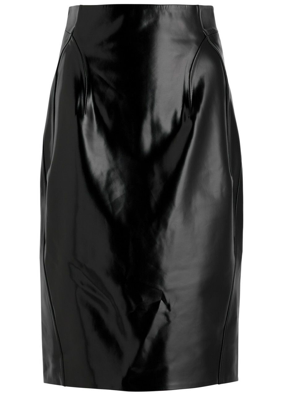 Mugler Cut-out Faux Leather Skirt Black